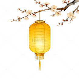 传统中国风灯笼与梅花装饰元素