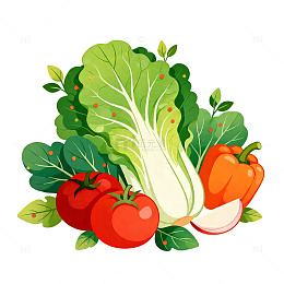 插画风格蔬菜组合设计元素