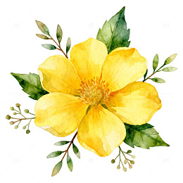 水彩黄玫瑰花装饰图案