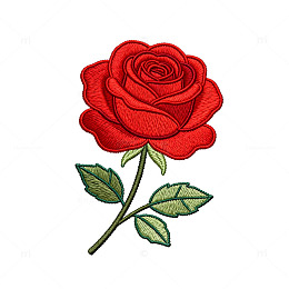 刺绣风格红玫瑰图案