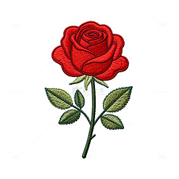 刺绣风格玫瑰花图案设计素材