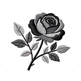 黑白玫瑰刺绣图案