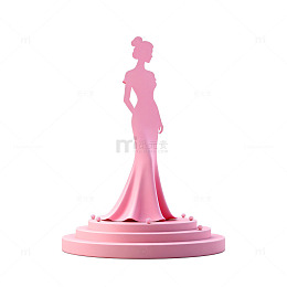 粉色优雅女性剪影雕像素材
