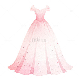 水彩粉色礼服插画设计素材