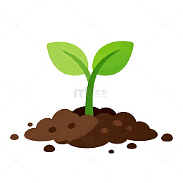卡通幼苗生长土壤插画