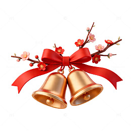 喜庆节日金铃梅花装饰图案