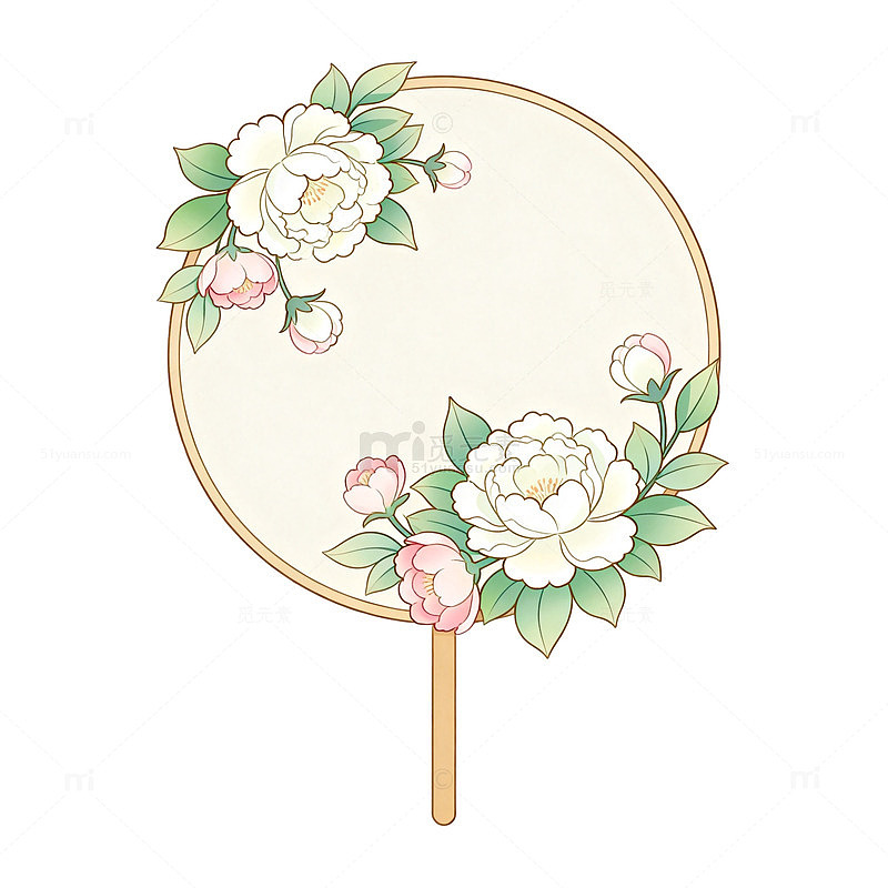 古风花卉团扇插图
