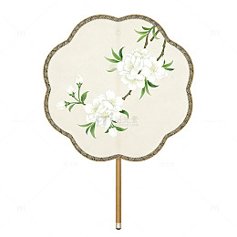 古风团扇花卉图案装饰素材