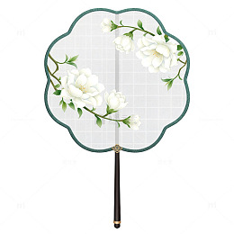 古典中国风团扇花卉图案装饰素材