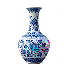 青花瓷花瓶图案设计素材