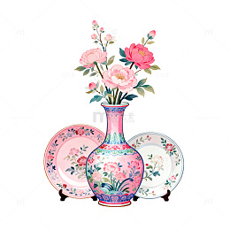 青花瓷花卉装饰图案设计素材