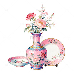 古典花卉瓷器图案设计素材