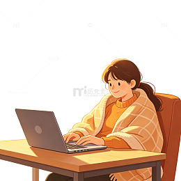 手绘 元素 办公桌打工人