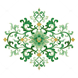 绿色华丽对称花纹图案