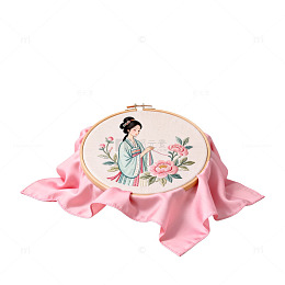 古风刺绣仕女图案刺绣作品