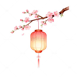 樱花灯笼插画设计元素
