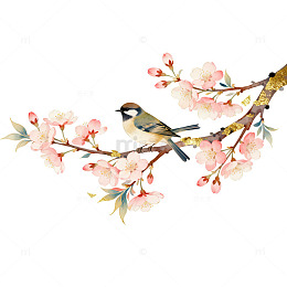 水彩花鸟装饰画设计素材