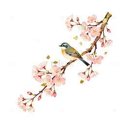 水彩花鸟图设计素材