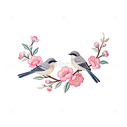 刺绣风花鸟图案