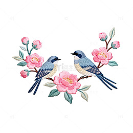 刺绣风花鸟图案