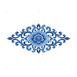 青花瓷风格花纹装饰图案设计元素