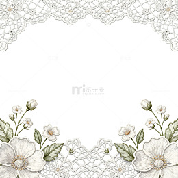 蕾丝花卉装饰边框设计素材