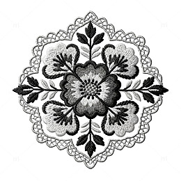 黑白花卉装饰图案设计元素