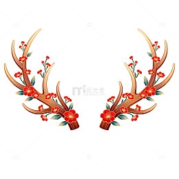 鹿角花卉装饰图案设计
