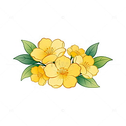 插画风格黄花花卉图案设计素材