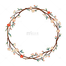 水彩花环装饰图案