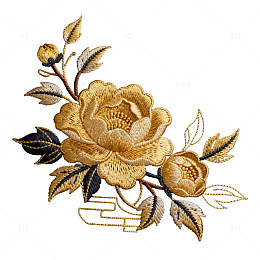 金线刺绣花卉图案