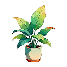 卡通风盆栽插画设计素材