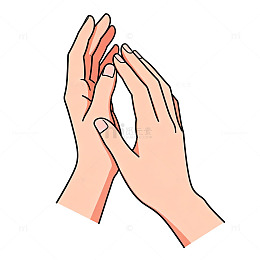 双手互动卡通插画