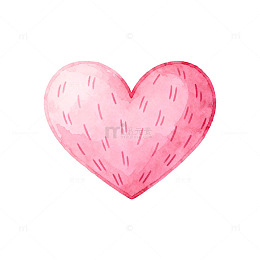 粉色心形水彩画