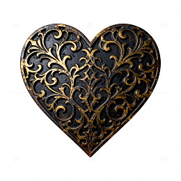 黑色金纹心形装饰图案
