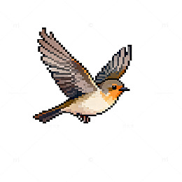 像素风小鸟飞行图案