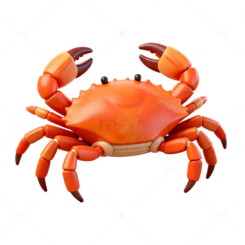 3D卡通螃蟹模型设计素材