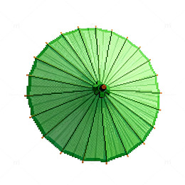 绿色圆形纸伞插画