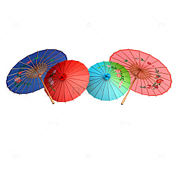 彩色传统油纸伞图案设计素材