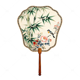 中式传统扇子花鸟图案