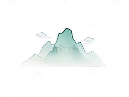 山水剪影简约插画