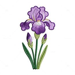 刺绣风鸢尾花图案设计素材