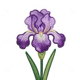 刺绣风格鸢尾花图案