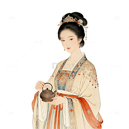 古风仕女茶具图
