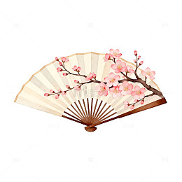 古风折扇樱花图案装饰素材
