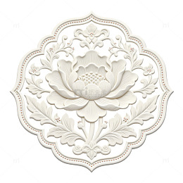 浮雕风格莲花装饰图案