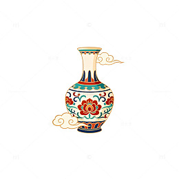 传统花纹瓷瓶图案设计元素