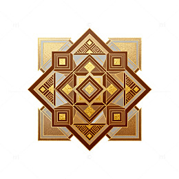 金色几何对称花纹图案设计素材