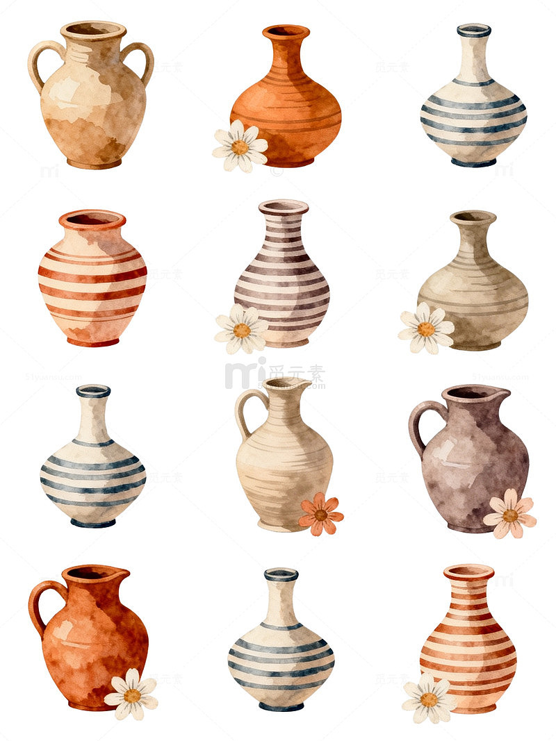 复古陶瓷花瓶图案设计素材