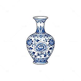 青花瓷中国风花瓶图案